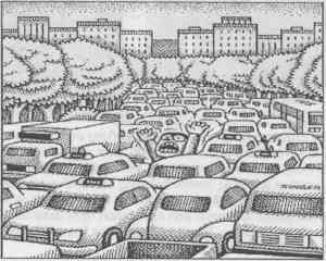 Auto-Free Parks! Illustration by Andy Singer.