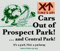 Cars out of the parks! It's a park. Not a parkway. Art by Ken Avidor.