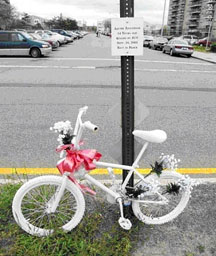 Ghost Bike for Andre Anderson, 14-year-old killed by SUV. Photo by Tod Seelie