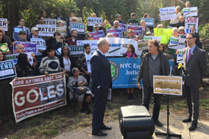 Senator Chuck Schumer at La Plaza community garden to protect the EPA’s budget